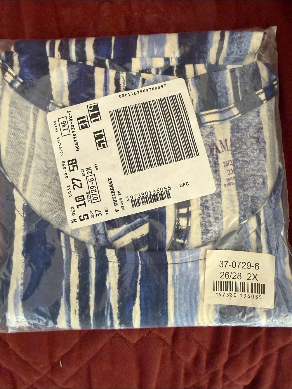 Roaman's Short Sleeve Printed Tees in Blue, Black and White - Picture 6 of 12